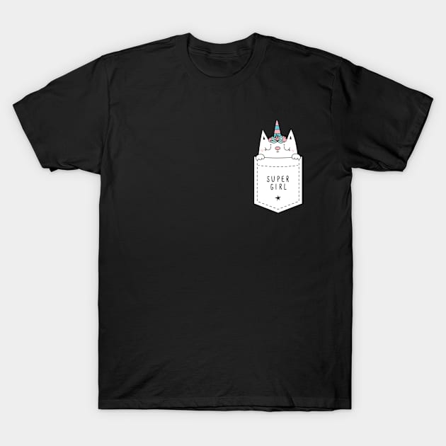 Cat pocket tees T-Shirt by white.ink